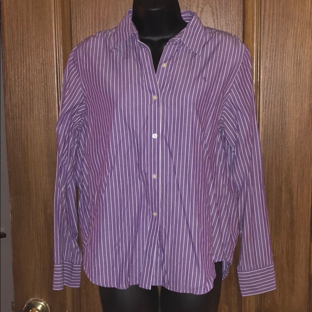 Ralph Lauren Purple Striped Button Up Shirt